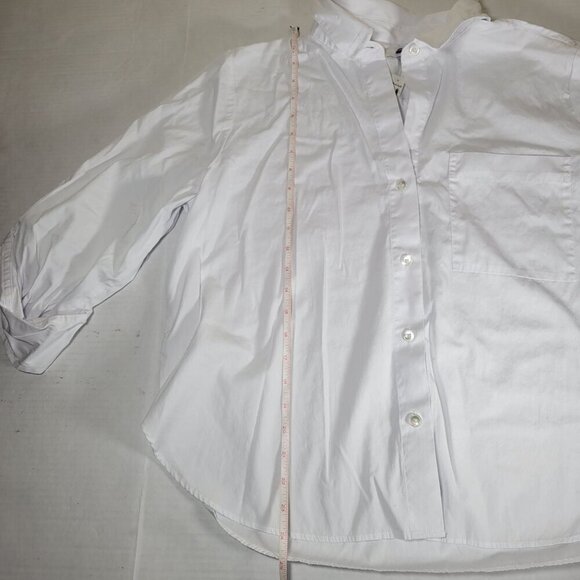 Madewell Women Professional Business Casual White Cotton Button-Up Shirt Size L - Picture 4 of 12